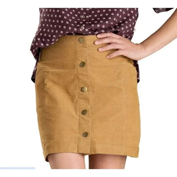 Toad&Co Mindy Button Front Skirt in Iron Throne Grey Corduroy - Picture 12 of 12